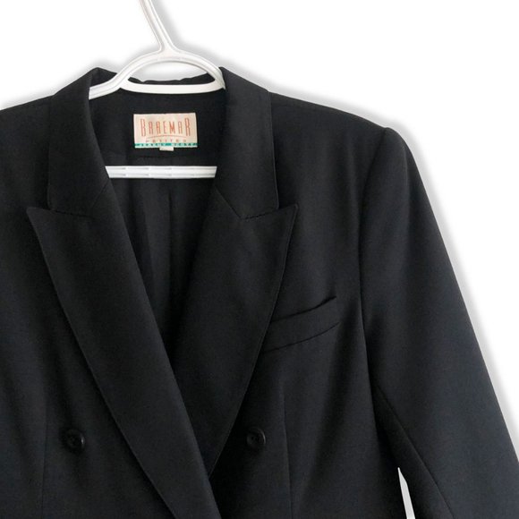 ***SOLD***Vintage Black Wool Double-Breasted Oversized Blazer: Timeless Elegance - Picture 2 of 8